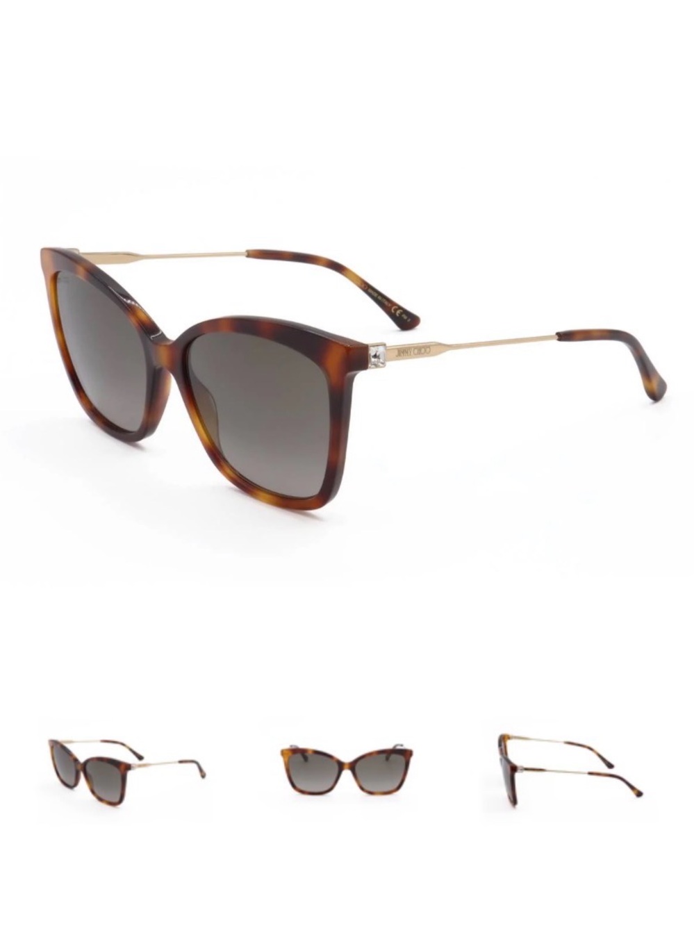 Jimmy Choo Tortoiseshell Cat-Eye Sunglasses - Brown/Gold Accents